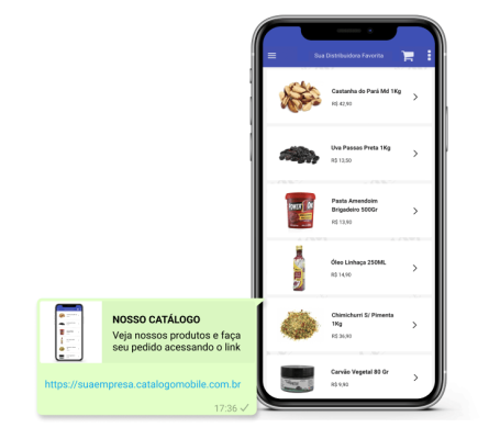 Catálogo por link com visual mobile